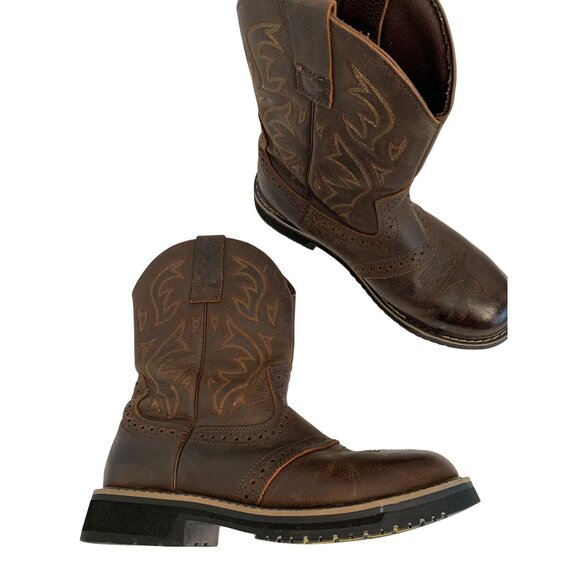 Herman Survivors 9.5 Leather Rodeo Western Work Boots NonSlip steel toe 8937 - Picture 1 of 10